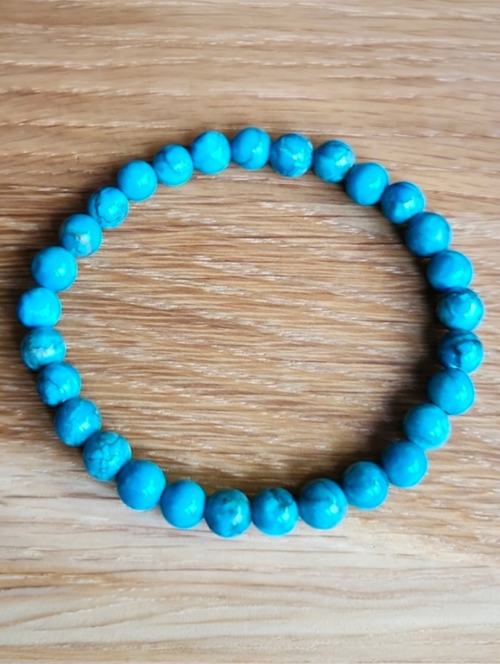 Turquoise Beaded Stretch Bracelet | Hand Crafted | Blue